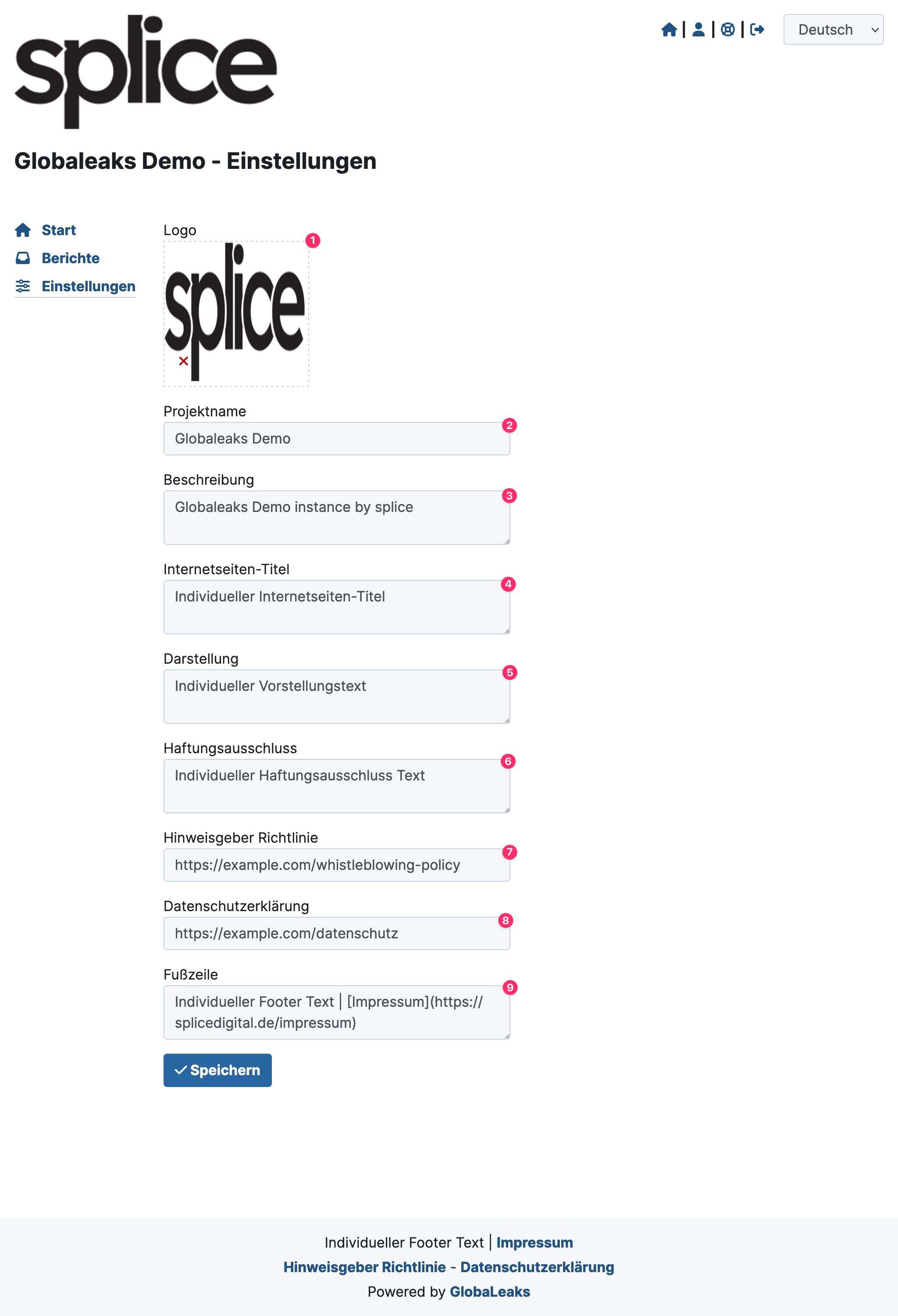 GlobaLeaks site settings