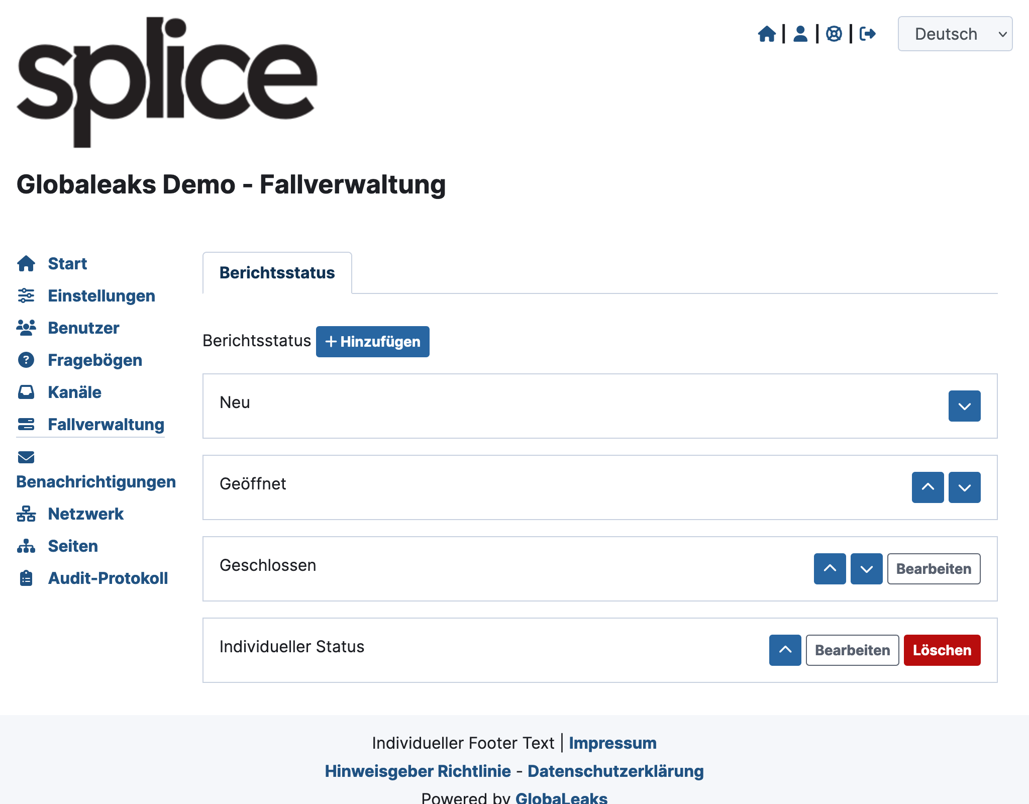 GlobaLeaks new report status