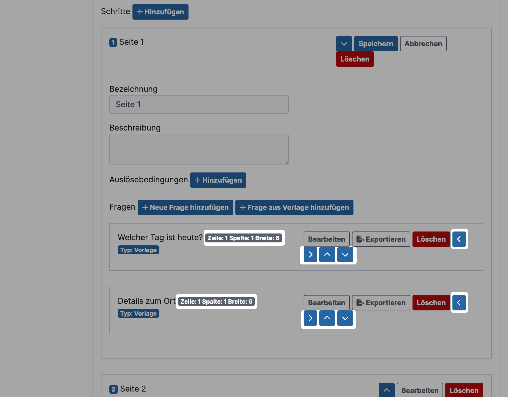 GlobaLeaks sort questions in questionnaire