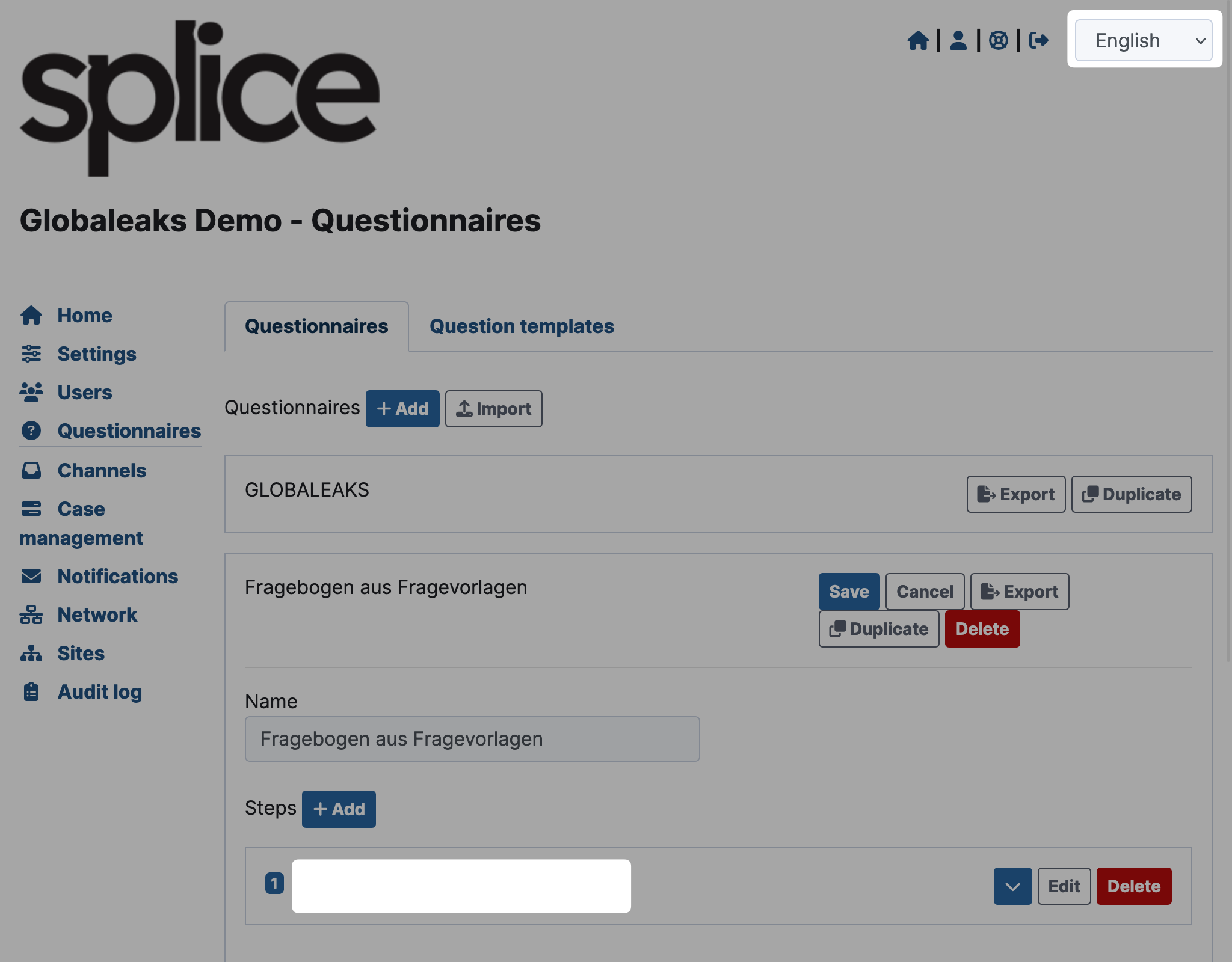 GlobaLeaks check questionnaire for missing translations