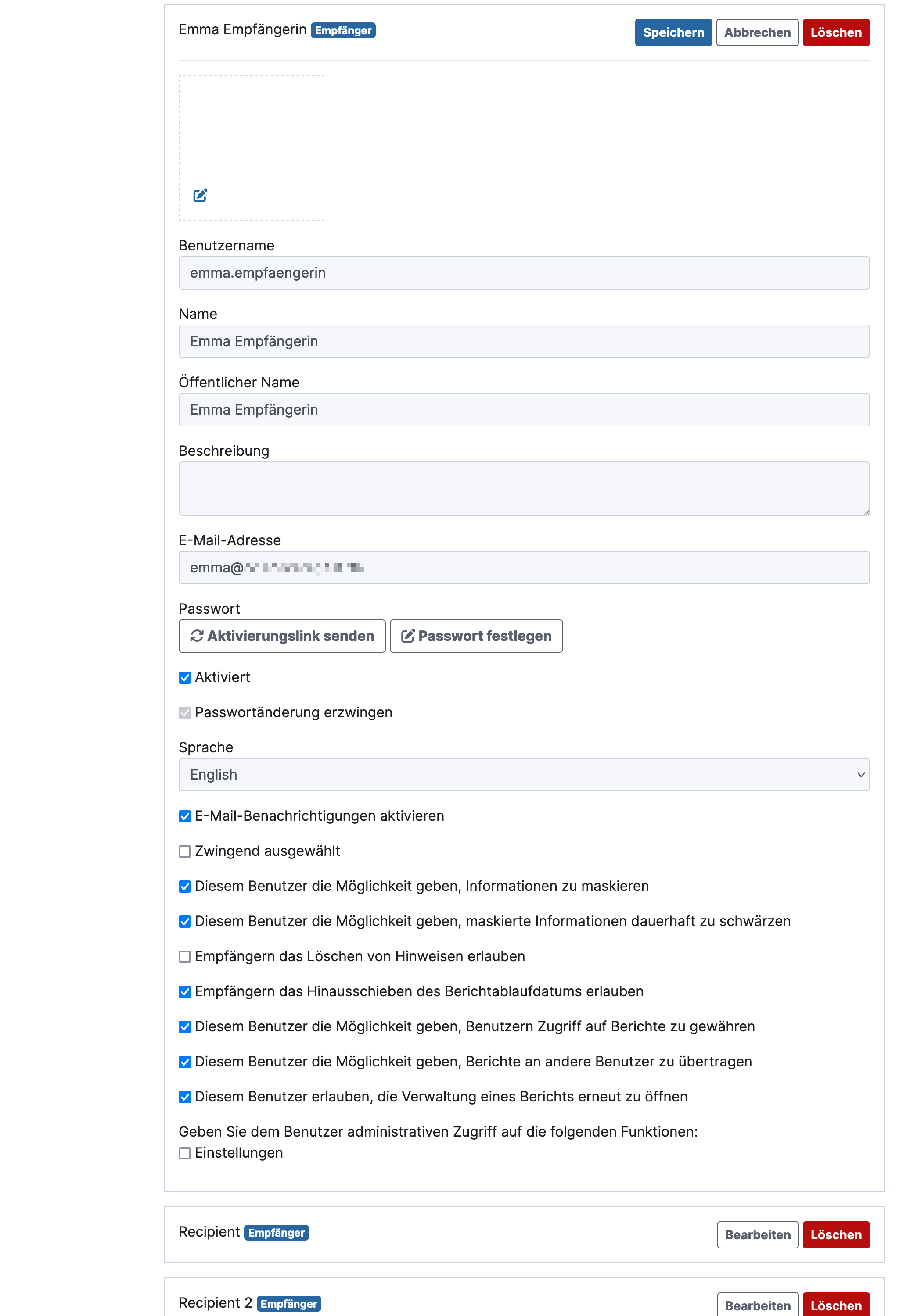 GlobaLeaks user detailed view