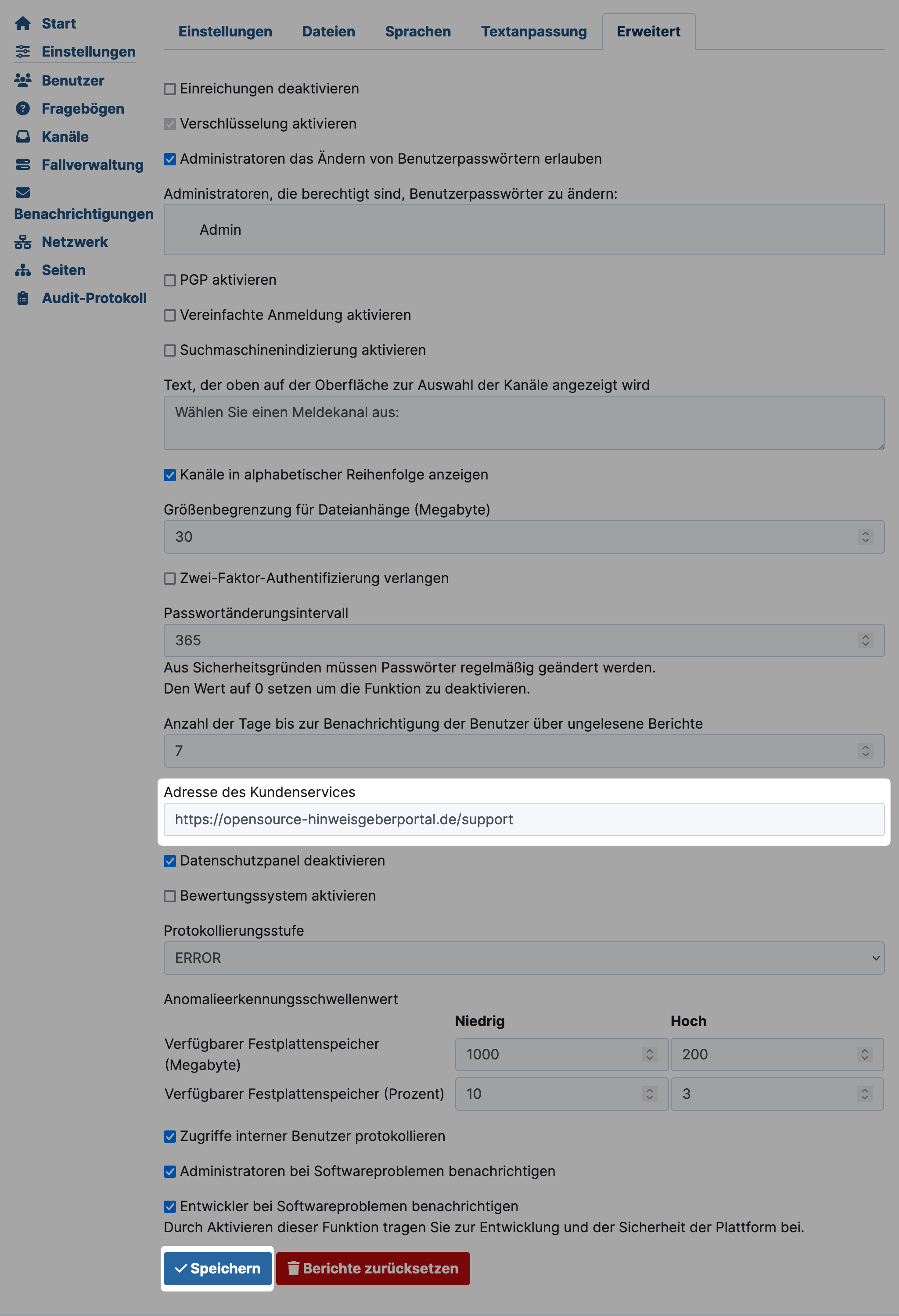 GlobaLeaks disable Tor privacy panel