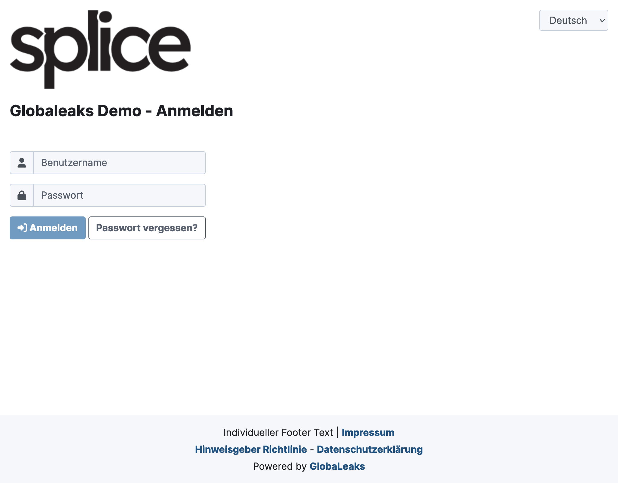 GlobaLeaks Login page